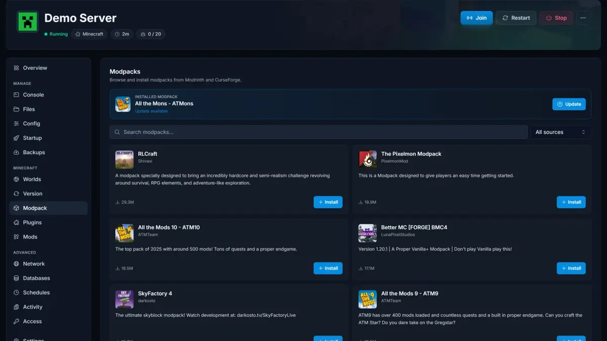Installateur de modpacks